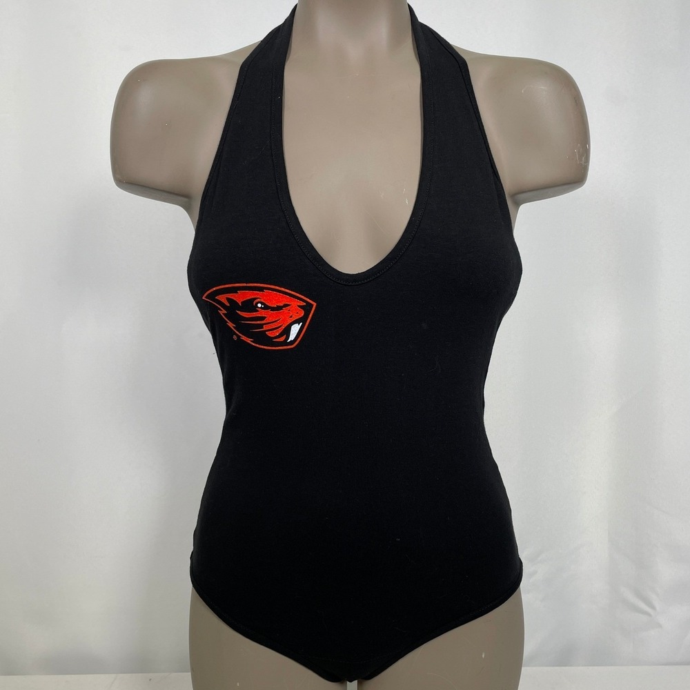 Oregon State Beavers OSU Hype & Vice Black Halter Bodysuit Women's SMALL